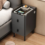 12" Champagne Modern Narrow Bedside Table - Wood with Lighted Drawers & Wireless Charging