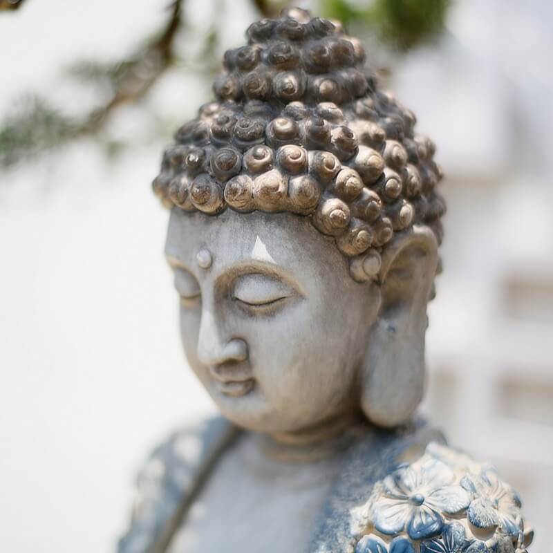 16.9″ Garden Buddha Statue - Durable Magnesium Oxide - Flower Seated Theme