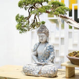 16.9″ Garden Buddha Statue - Durable Magnesium Oxide - Flower Seated Theme