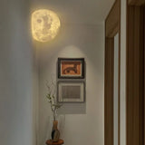20cm Resin Moon Wall Lamp - Hardwired, Warm White Corner Lamp in Wabi-Sabi Style