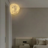 20cm Resin Moon Wall Lamp - Hardwired, Warm White Corner Lamp in Wabi-Sabi Style