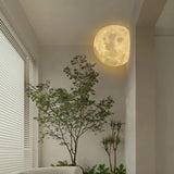 20cm Resin Moon Wall Lamp - Hardwired, Warm White Corner Lamp in Wabi-Sabi Style