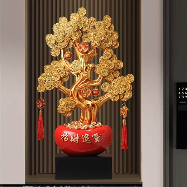 chinese gold money tree 24.8″ Feng Shui Decor Gold Coin Money Tree Resin for Office Living Roo –  WEHOMZ