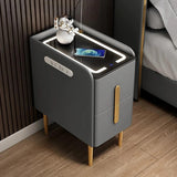 24″ Narrow Bedside Table - Off-White Modern Wood Nightstand Only