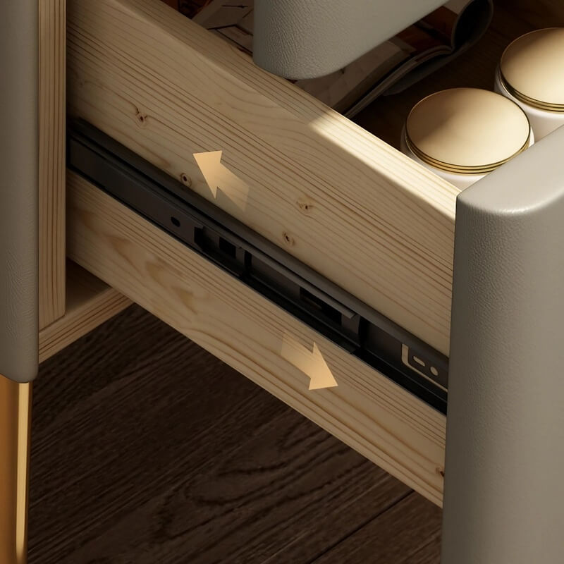 24″ Narrow Bedside Table - Off-White Modern Wood Nightstand Only