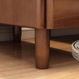 24″ Walnut Scandinavian-style Narrow Bedside Table - Rubberwood with Drawers and Shelves