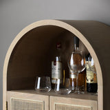 26" Rattan Dresser - Natural - Shelves, Doors Included - Japandi Style - Ash Wood Top