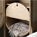 26" Rattan Dresser - Natural - Shelves, Doors Included - Japandi Style - Ash Wood Top