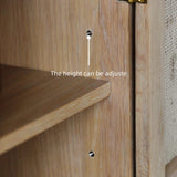 26" Rattan Dresser - Natural - Shelves, Doors Included - Japandi Style - Ash Wood Top
