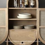 26" Rattan Dresser - Natural - Shelves, Doors Included - Japandi Style - Ash Wood Top