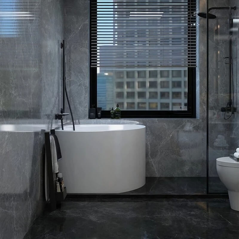 31.5″ Sector Shaped Acrylic Corner Tub - Deep Soaking, Modern Style, Standalone