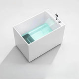 31.5″ Waterfall Corner Tub - Modern Deep Soaking Rectangle Acrylic