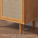 31" Rattan Dresser with Shelves and Doors - Nordic Style, PVC and Solid Wood, Natural Color Top