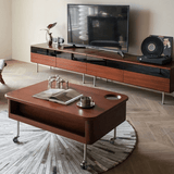 35'' Rectangular Solid Wood Coffee Table with Locking Wheels and Multifunctional Design in Caramel