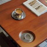 35'' Rectangular Solid Wood Coffee Table with Locking Wheels and Multifunctional Design in Caramel