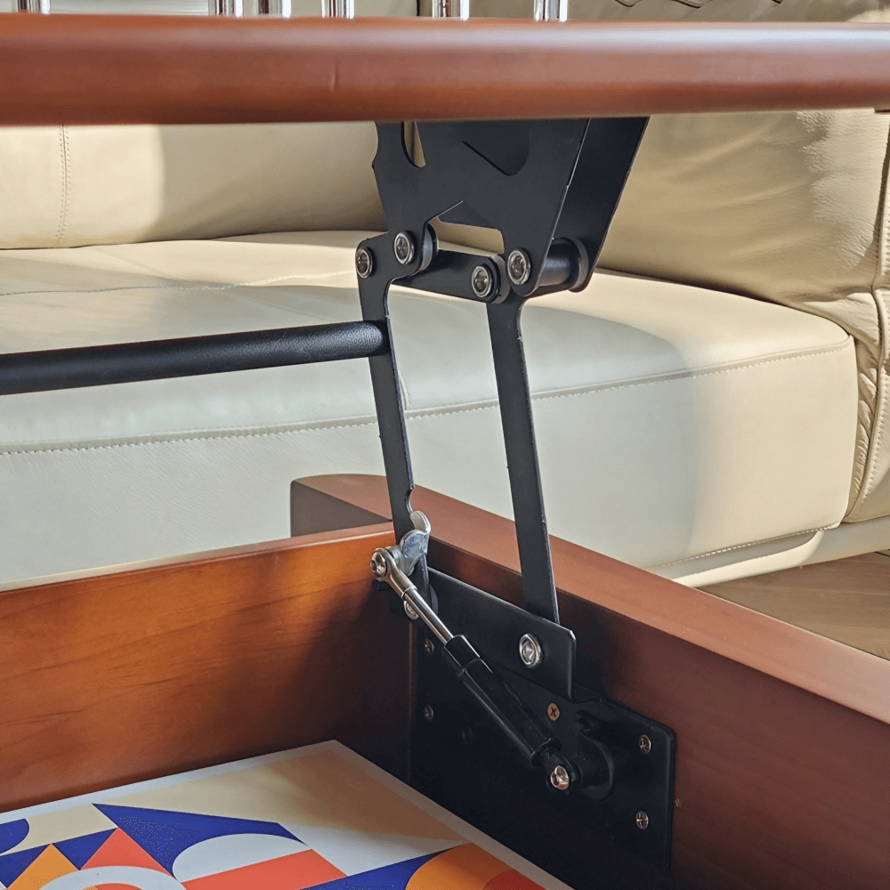 35'' Rectangular Solid Wood Coffee Table with Locking Wheels and Multifunctional Design in Caramel