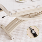 35'' White Glass Lift Top Coffee Table with Multifunctional Double Pedestal Base
