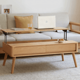 Table basse rectangulaire en bois massif de 39 pouces avec plateau relevable et design multifonction