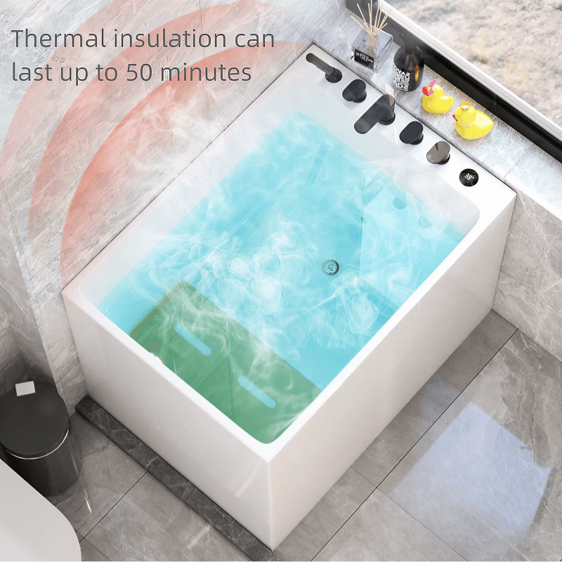 39.4″ Back To Wall Modern Rectangle Japanese Soaking Bathtub - Acrylic