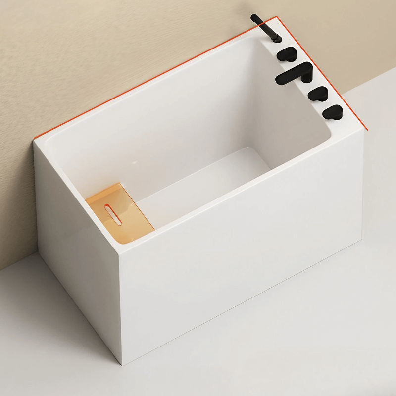 39.4″ Back To Wall Modern Rectangle Japanese Soaking Bathtub - Acrylic