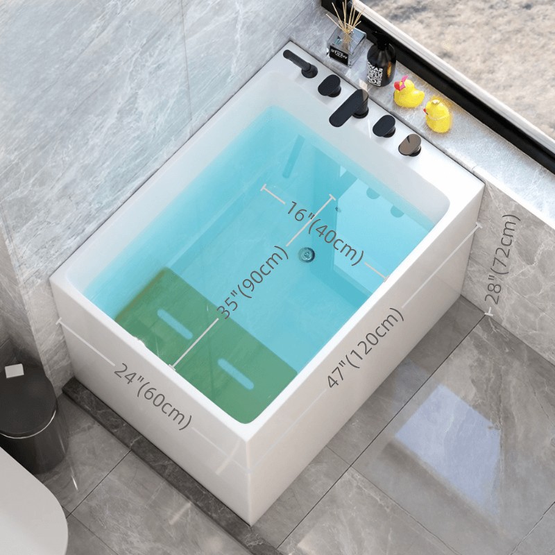 39.4″ Back To Wall Modern Rectangle Japanese Soaking Bathtub - Acrylic