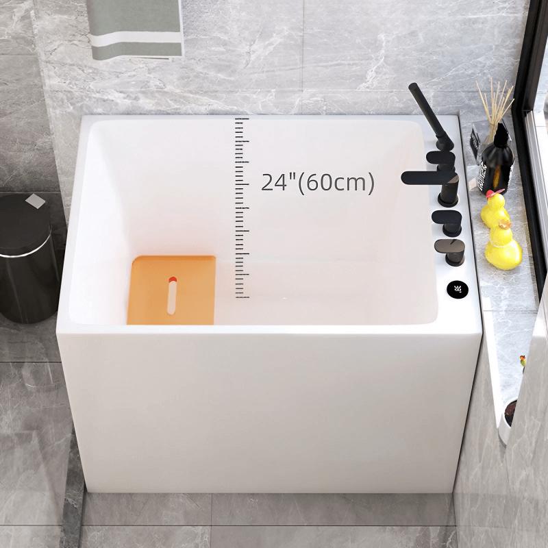 39.4″ Back To Wall Modern Rectangle Japanese Soaking Bathtub - Acrylic