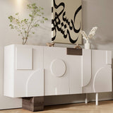 39.4" Modern White Birch Sideboard with Doors and 3 Shelves
