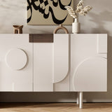 39.4" Modern White Birch Sideboard with Doors and 3 Shelves