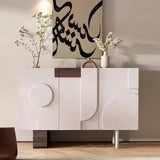 39.4" Modern White Birch Sideboard with Doors and 3 Shelves