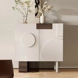 39.4" Modern White Birch Sideboard with Doors and 3 Shelves