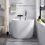 39.4″ Oval Freestanding Soaking Bathtub - Modern Acrylic Japanese Style