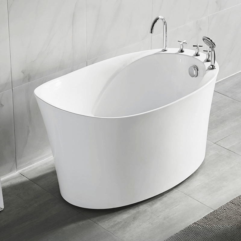 43.1″ Oval Acrylic Japanese Deep Soaking Bathtub - Modern Freestanding Style