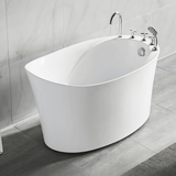 43.1″ Oval Acrylic Japanese Deep Soaking Bathtub - Modern Freestanding Style
