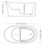 43.1″ Oval Acrylic Japanese Deep Soaking Bathtub - Modern Freestanding Style