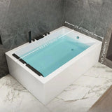 43.31″ Rectangle Acrylic Two Person Bathtub - Deep Soaking Modern Style with Five-Piece Faucet Set