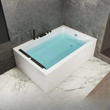 43.31″ Rectangle Acrylic Two Person Bathtub - Deep Soaking Modern Style with Five-Piece Faucet Set
