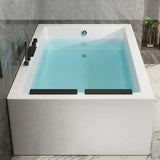 43.31″ Rectangle Acrylic Two Person Bathtub - Deep Soaking Modern Style with Five-Piece Faucet Set