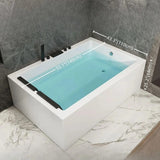 43.31″ Rectangle Acrylic Two Person Bathtub - Deep Soaking Modern Style with Five-Piece Faucet Set