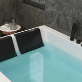 43.31″ Rectangle Acrylic Two Person Bathtub - Deep Soaking Modern Style with Five-Piece Faucet Set