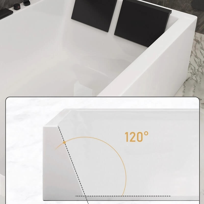 43.31″ Rectangle Acrylic Two Person Bathtub - Deep Soaking Modern Style with Five-Piece Faucet Set