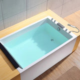 43.31″ Rectangle Acrylic Two Person Bathtub - Deep Soaking Modern Style with Five-Piece Faucet Set