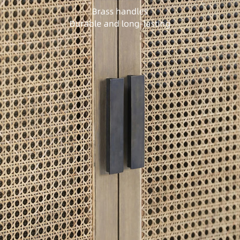 43" Rattan Dresser with Shelves and Doors Included - Japandi Style - Natural Color