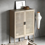 43" Rattan Dresser with Shelves and Doors Included - Japandi Style - Natural Color