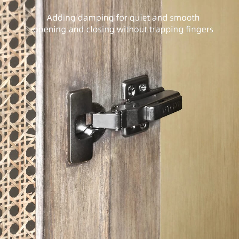 43" Rattan Dresser with Shelves and Doors Included - Japandi Style - Natural Color