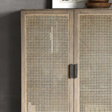 43" Rattan Dresser with Shelves and Doors Included - Japandi Style - Natural Color