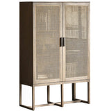 43" Rattan Dresser with Shelves and Doors Included - Japandi Style - Natural Color