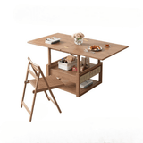 47-Inch Rectangular Solid Wood Multifunctional Coffee Table with Ash Wood and Rattan Block Base