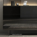 47.2" Ash Wood Sideboard in Black - Modern Style with Drawers, Shelves, and Doors