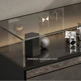 47.2" Ash Wood Sideboard in Black - Modern Style with Drawers, Shelves, and Doors