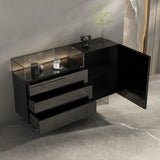 47.2" Ash Wood Sideboard in Black - Modern Style with Drawers, Shelves, and Doors